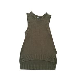 H&M Olive Green Crew Neck Long Sleeveless Knit Top - xs